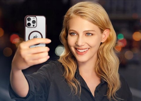 Etui do iPhone 15 Pro bordowe silikonowe ramki, przezroczyste do Magsafe