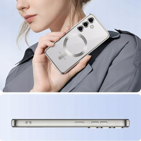 Etui do SAMSUNG A55 Srebrny do MagSafe Case Ochrona Aparatu Przezroczysty Etui do SAMSUNG A55 Srebrny do MagSafe Case Ochrona Aparatu Przezroczysty