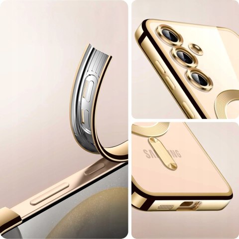 Etui do SAMSUNG A55 Złoty do MagSafe Case Ochrona Aparatu Przezroczysty Etui do SAMSUNG A55 Złoty do MagSafe Case Ochrona Aparatu Przezroczysty