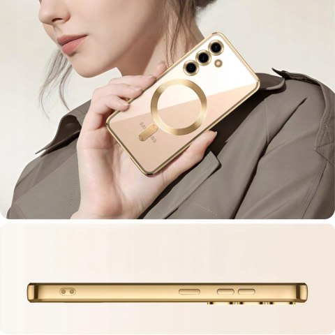 Etui do SAMSUNG A55 Złoty do MagSafe Case Ochrona Aparatu Przezroczysty Etui do SAMSUNG A55 Złoty do MagSafe Case Ochrona Aparatu Przezroczysty