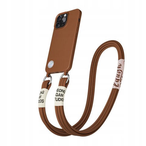 Etui ze Sznurkiem do iPhone 14 Pro Brązowe Pasek Case Brązowy Obudowa Etui ze Sznurkiem do iPhone 14 Pro Brązowe Pasek Case Brązowy Obudowa