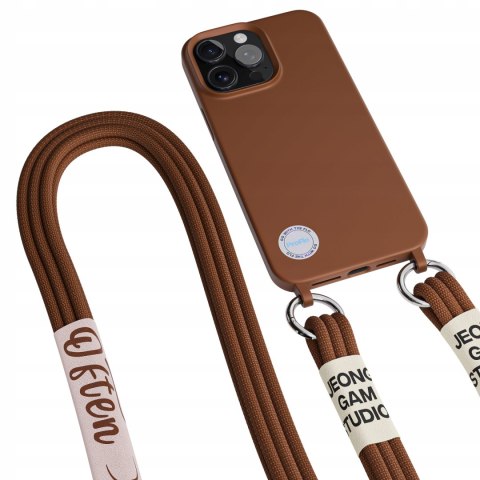 Etui ze Sznurkiem do iPhone 14 Pro Brązowe Pasek Case Brązowy Obudowa Etui ze Sznurkiem do iPhone 14 Pro Brązowe Pasek Case Brązowy Obudowa