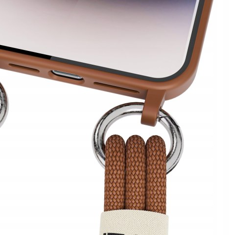 Etui ze Sznurkiem do iPhone 14 Pro Brązowe Pasek Case Brązowy Obudowa Etui ze Sznurkiem do iPhone 14 Pro Brązowe Pasek Case Brązowy Obudowa