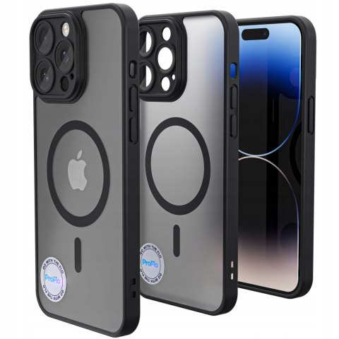 Etui Case do iPhone 14 Pro czarne matowe do MagSafe ochrona aparatu