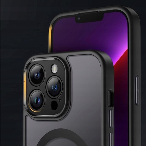 Etui Case do iPhone 14 Pro czarne matowe do MagSafe ochrona aparatu