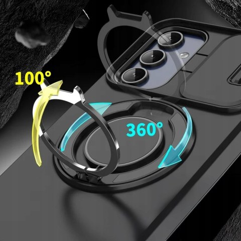 Etui do Samsung A35 / A55 Pancerne Czarne Podstawka Osłona Aparatu Case