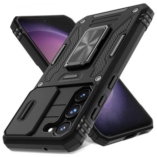 Etui do Samsung S22+ Plus Czarne Pancerne z Podstawką Wojskowe Case Czarny