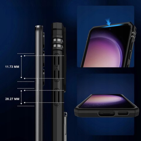 Etui do Samsung S22+ Plus Czarne Pancerne z Podstawką Wojskowe Case Czarny