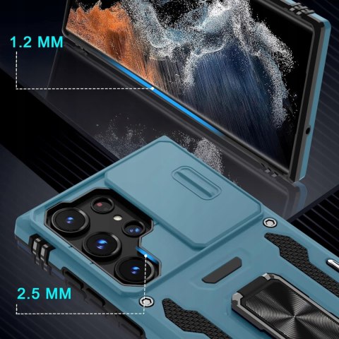 Etui do Samsung S24 Ultra Turkusowe Niebieskie Pancerne z Podstawką Case