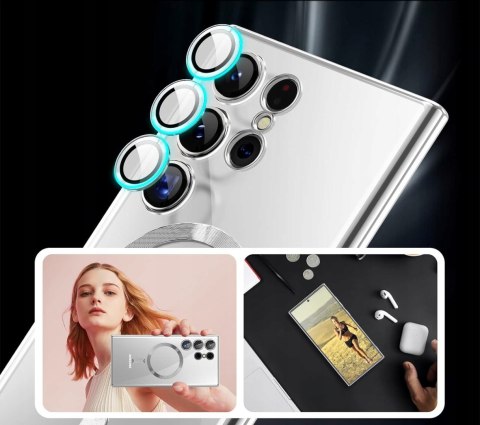 Etui do Samsung S25 Ultra Srebrne Przezroczyste do MagSafe Ochrona Aparatu