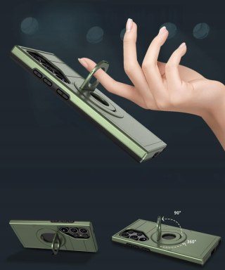 Etui ProFlo do Samsung S24 Ultra do MagSafe Pancerne Podstawką Case Zielone