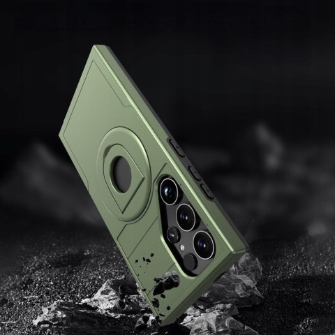 Etui ProFlo do Samsung S24 Ultra do MagSafe Pancerne Podstawką Case Zielone