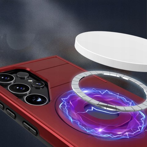 Etui ProFlo do Samsung S24 Ultra do MagSafe Pancerne Podstawką Czerwone