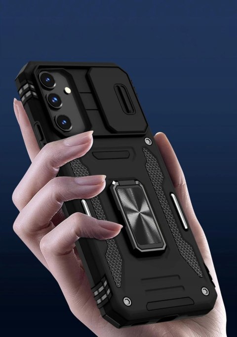 Etui do Samsung A15 5G Czarne z Podstawką Pancerne Ochrona Aparatu Case