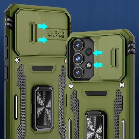 Etui do Samsung A52 4G/5G Zielone Pancerne Wojskowe Case Zielony Podstawka