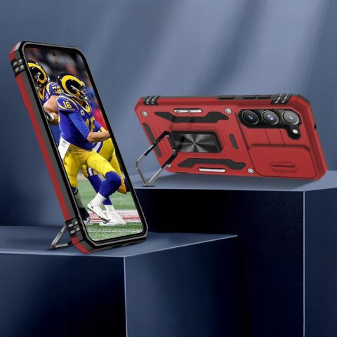 Etui do Samsung S21 Czerwone Wojskowe Pancerne Zamykana Osłona Aparatu Case