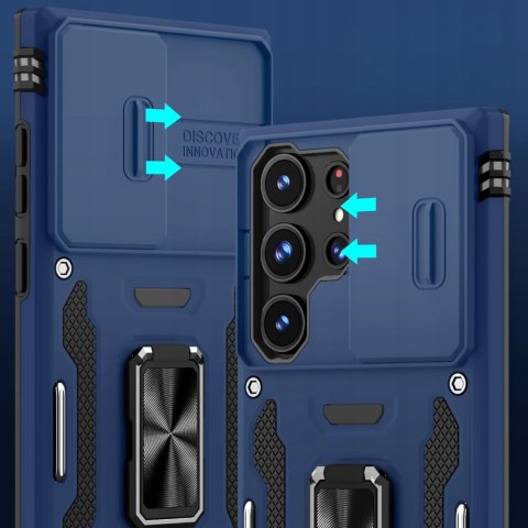 Etui do Samsung S21 Ultra Niebieskie Pancerne z Podstawką Wojskowe Case