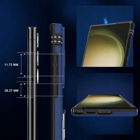 Etui do Samsung S23 Ultra Niebieskie Wojskowe Pancerne Case Niebieski