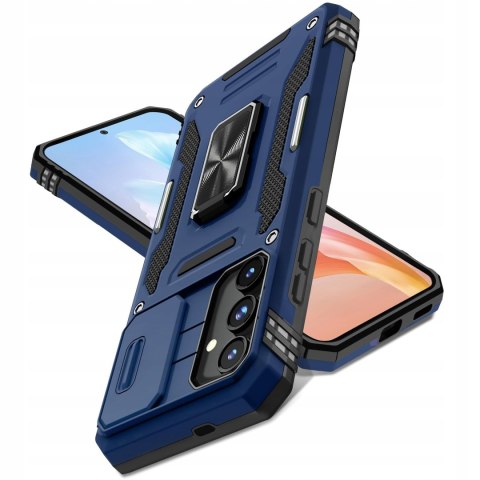 Etui do Samsung S24 FE Niebieskie Podstawka Pancerne S24FE Ochrona Aparatu