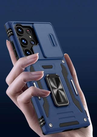 Etui do Samsung S24 Ultra Niebieskie Pancerne z Podstawką Case Granatowy