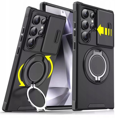 Etui do Samsung S24 Ultra Pancerne Czarne Zamykane Case Podstawka Czarny