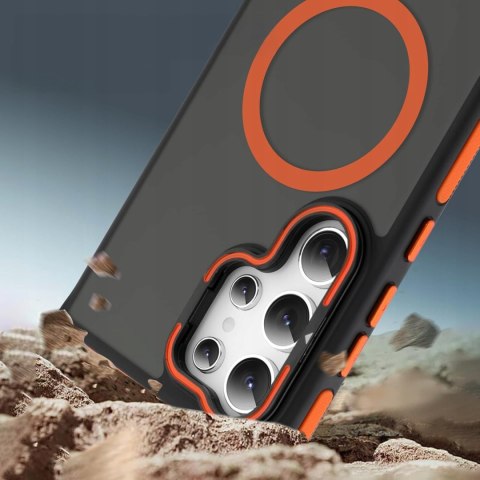 Etui do Samsung S24 Ultra do MagSafe Pomarańczowe Case Metalowa Podstawka