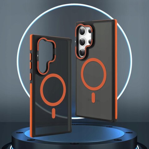 Etui do Samsung S24 Ultra do MagSafe Pomarańczowe Case Metalowa Podstawka