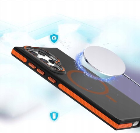 Etui do Samsung S24 Ultra do MagSafe Pomarańczowe Case Metalowa Podstawka