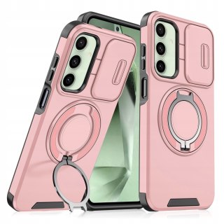 Etui do Samsung S25 Pancerne Różowe do MagSafe Podstawka Aparatu Case