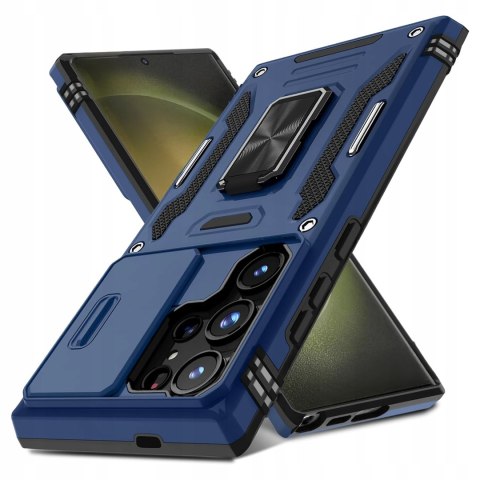 Etui do Samsung S25 Ultra Niebieskie Pancerne z Podstawką Case Granatowy