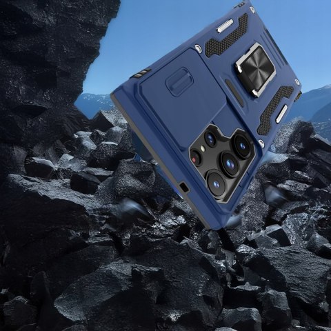 Etui do Samsung S25 Ultra Niebieskie Pancerne z Podstawką Case Granatowy