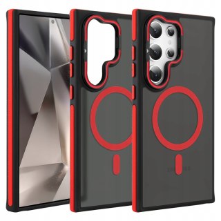 Etui do Samsung S25 Ultra do MagSafe Czerwony Metalowa Podstawka Przyciski