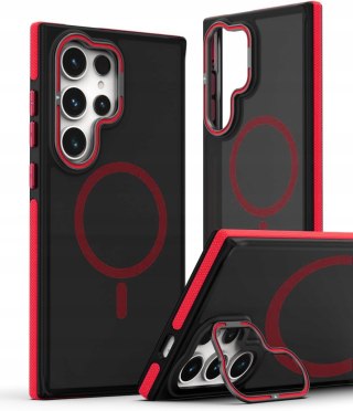 Etui do Samsung S25 Ultra do MagSafe Czerwony Metalowa Podstawka Przyciski