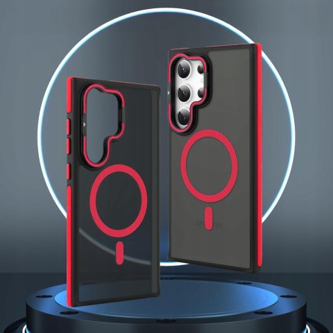 Etui do Samsung S25 Ultra do MagSafe Czerwony Metalowa Podstawka Przyciski
