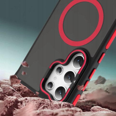 Etui do Samsung S25 Ultra do MagSafe Czerwony Metalowa Podstawka Przyciski