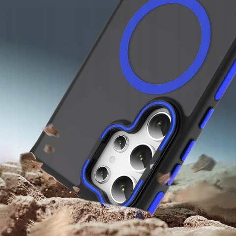 Etui do Samsung S25 Ultra do MagSafe Niebieskie Case Metalowa Podstawka