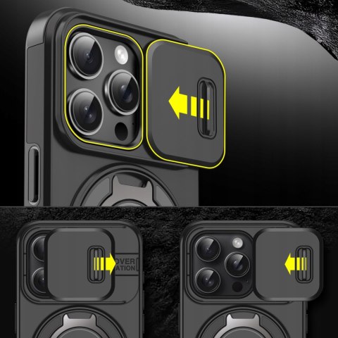 Etui do iPhone 15 Pro Max Czarne Pancerne do MagSafe Osłona Aparatu Case