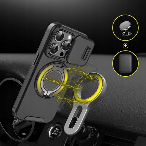 Etui do iPhone 15 Pro Max Różowe Pancerne Osłona Aparatu do MagSafe