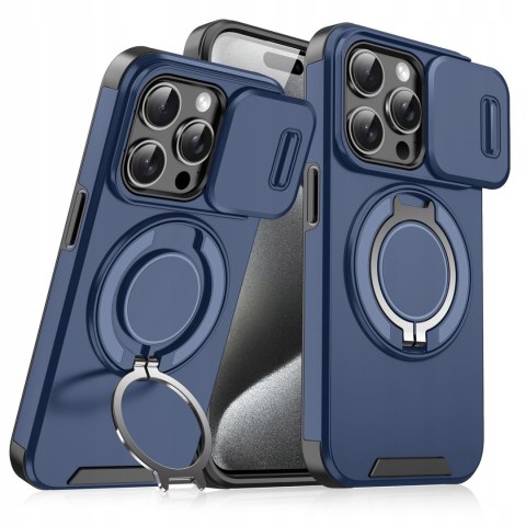 Etui do iPhone 15 Pro Niebieski Pancerne do MagSafe Osłona Aparatu Case