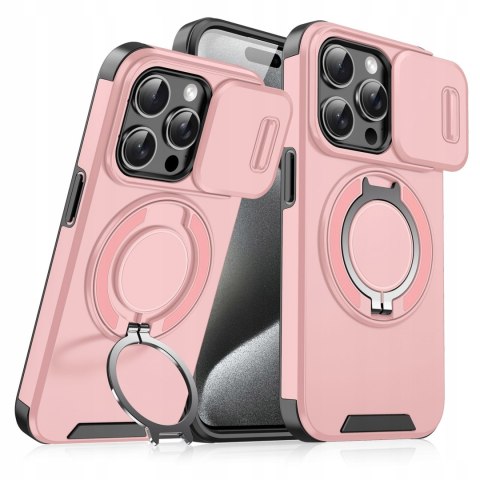 Etui do iPhone 15 Pro Różowe Pancerne do MagSafe Osłona Aparatu Case