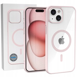 Etui do iPhone 15 Pudrowo Różowe Ramki Przezroczysty Tył Case Różowy