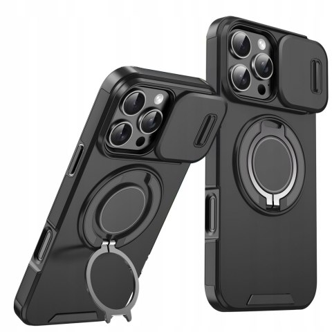 Etui do iPhone 16 Pro Max Czarne Pancerne do MagSafe Osłona Aparatu Case