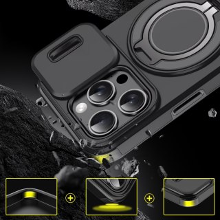 Etui do iPhone 16 Pro Max Czarne Pancerne do MagSafe Osłona Aparatu Case
