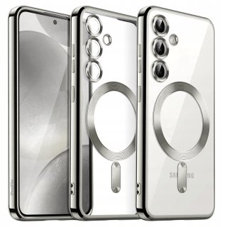 Etui do SAMSUNG S24 PLUS Srebrne do MagSafe Przezroczysty Case Srebrny
