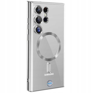 Etui do SAMSUNG S24 ULTRA Srebrne Przezroczyste do MagSafe Case Srebrny