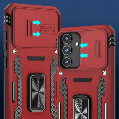 Etui do Samsung A16 5G Czerwone Pancerne z Podstawką Wojskowe Case Czerwony