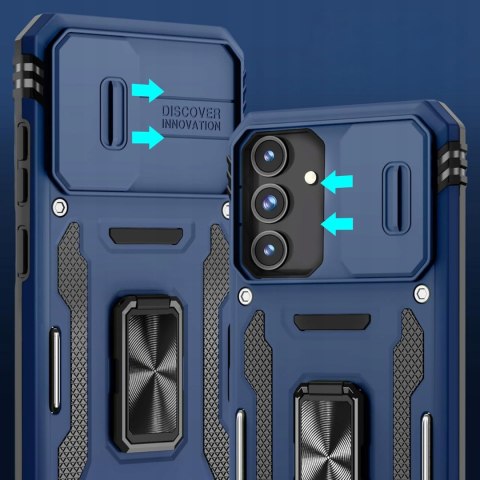 Etui do Samsung A25 5G Niebieskie Pancerne z Podstawką Wojskowe Case