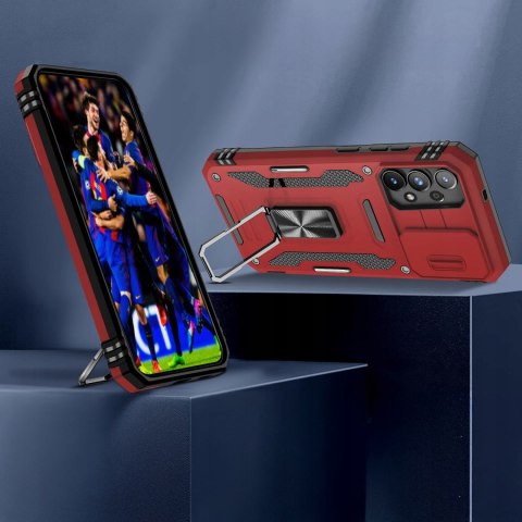 Etui do Samsung A32 4G Czerwone Pancerne Zamykany Wojskowe Case Czerwony