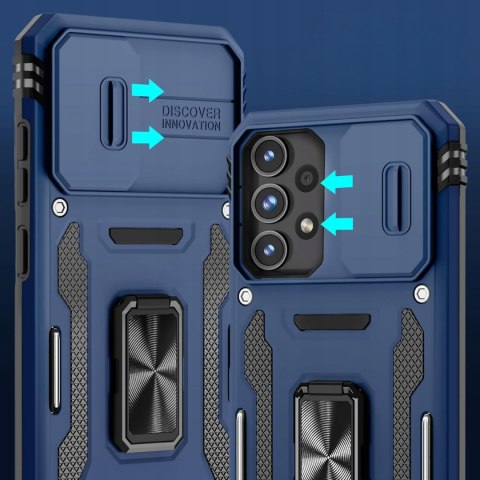 Etui do Samsung A32 5G Niebieski Pancerne Zamykany Aparat Wojskowe Case