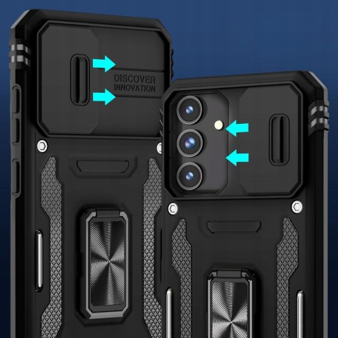 Etui do Samsung A34 Czarne Pancerne Podstawka Wojskowe Case Czarny